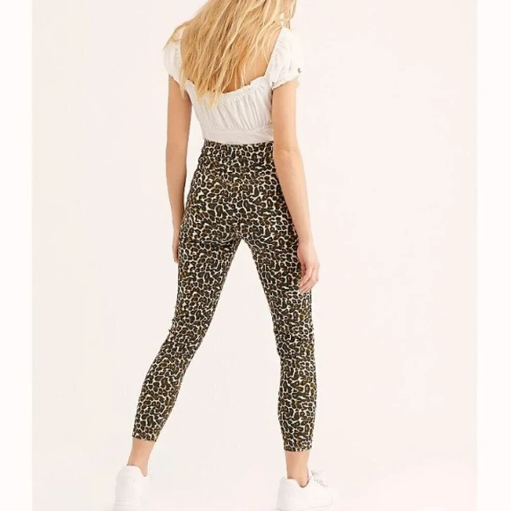 Free People Belle High Rise Leopard Skinny Pants Size 31